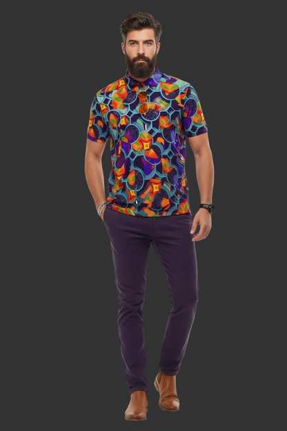 “Botanic Nebula”  Men's Polo Collar Jersey