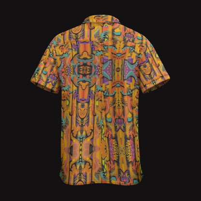 “Labyrinth”  Mustard: Men's Business Collared Shirt|115GSM Cotton poplin