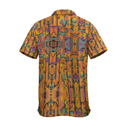 “Labyrinth”  Mustard: Men's Business Collared Shirt|115GSM Cotton poplin