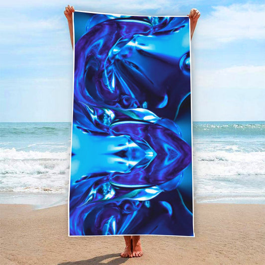 “Blue Glass Wave” Rectangular Beach Towel