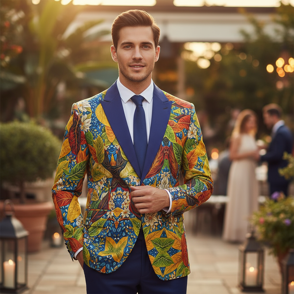 “Botanical Rhapsody”Casual Flat Lapel Collar Blazer | 245GSM Cotton