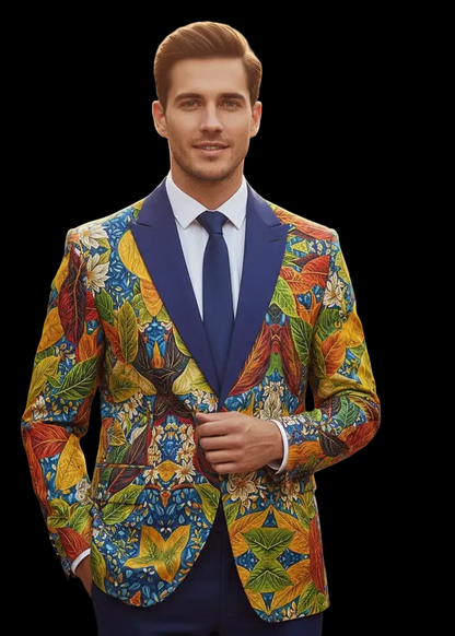 “Botanical Rhapsody”Casual Flat Lapel Collar Blazer | 245GSM Cotton