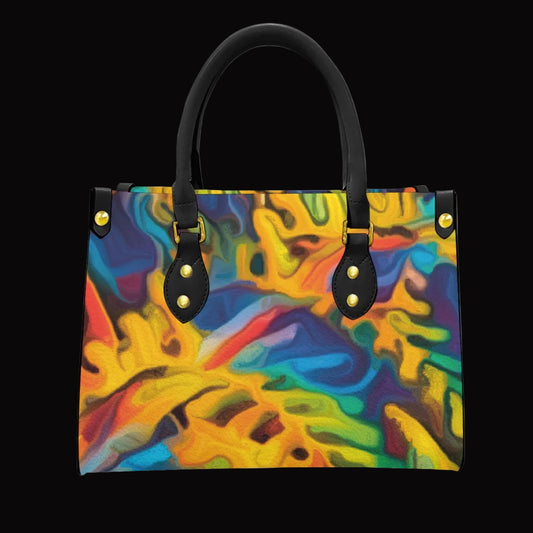 “Rainbow Fernery” Women's Tote Bag With Black Handle