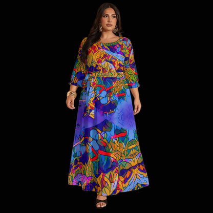“Cerulean Spectrum Gown”.Women’s Maxi Dress|Plus Size