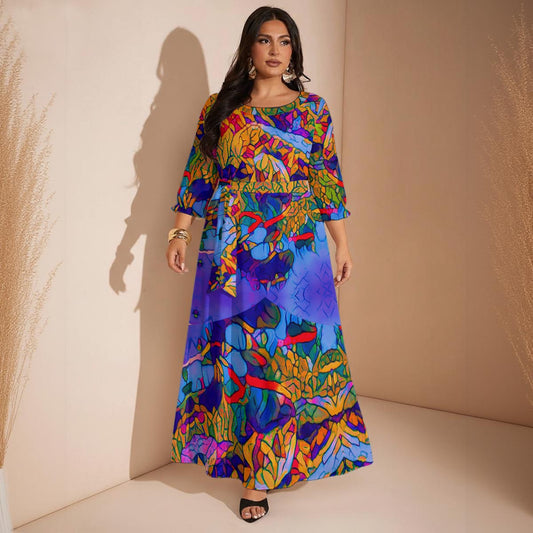 “ Cerulean Spectrum Gown”.Women’s Maxi Dress|Plus Size