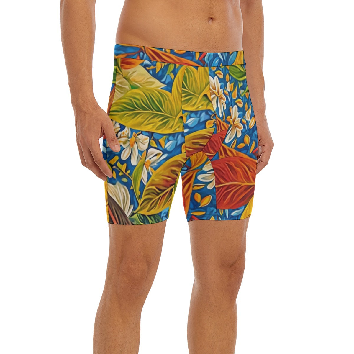 “Botanical Rhapsody” Men's Long Boxer Briefs