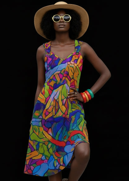 “Cerulean Spectrum” Women'S Hoop Suspender Dress