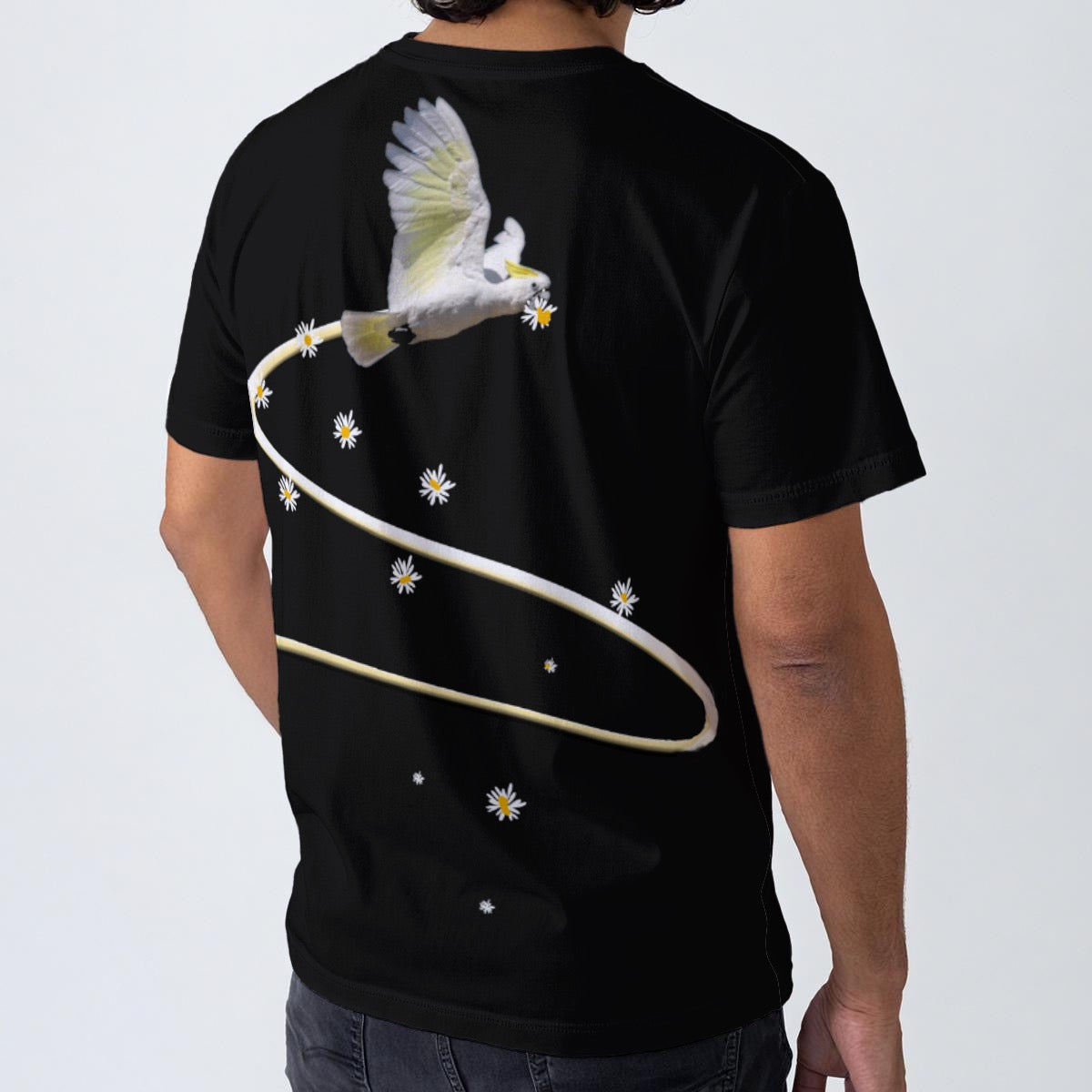 “Cockatoo with Daisies” Men's O-Neck T-Shirt