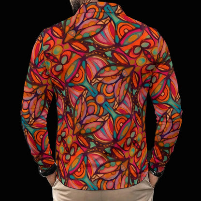 “Scarlet Labyrinth” Men's Polo Shirt With Long Sleeve
