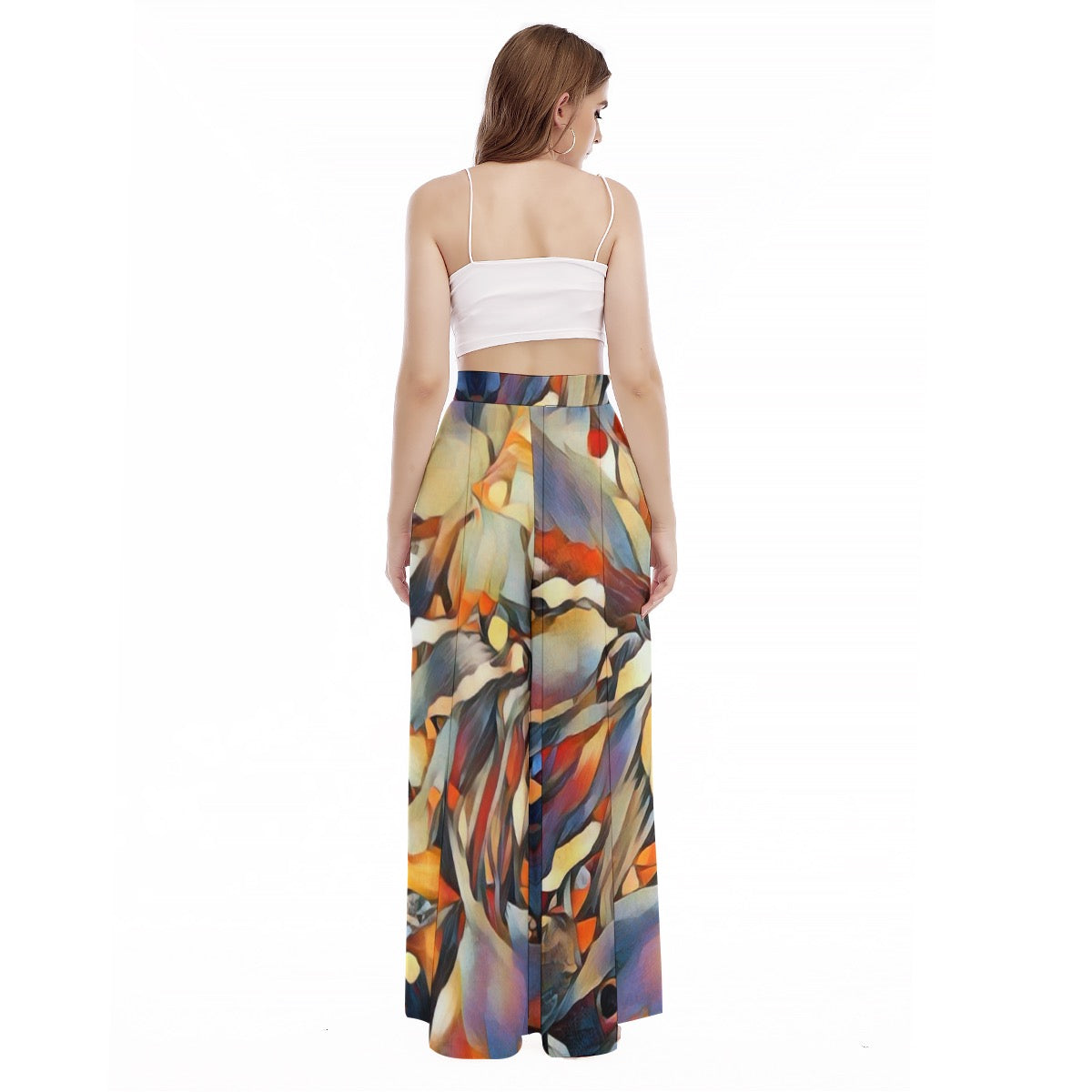 “Outback Hues” Women's High Waist Wide Leg Trousers