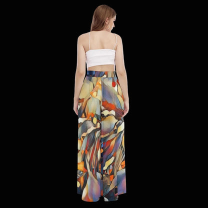 “Outback Hues” Women's High Waist Wide Leg Trousers