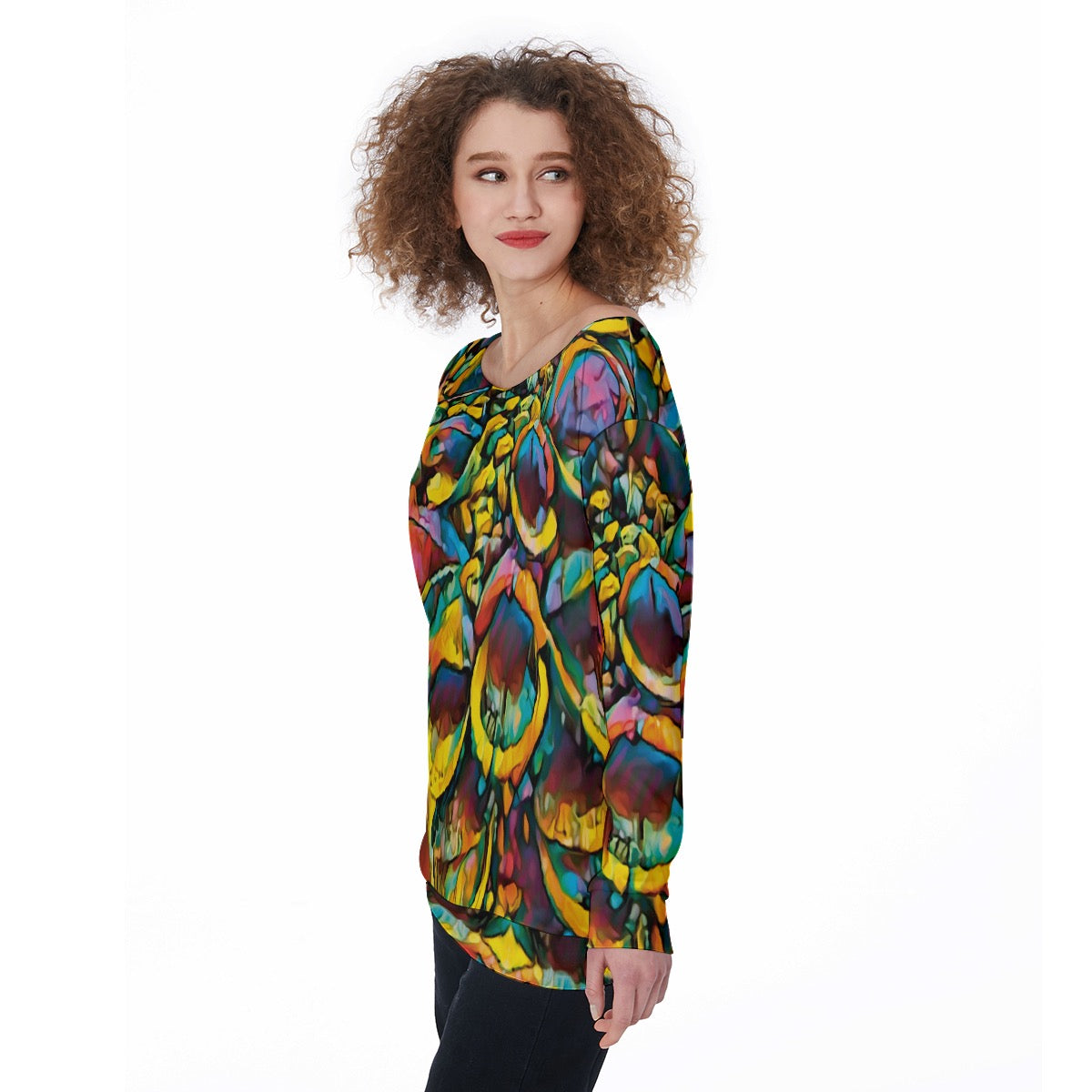 “Spectrum” Women's Off-Shoulder Sweatshirt