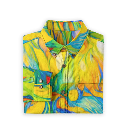 “Iridescence” Men's Casual Lapel Long Sleeve Shirt|125GSM Cotton
