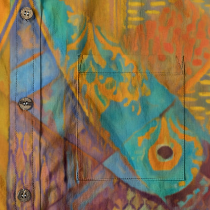 “Aqua Landscape” Men's Breathable Cotton Shirt|125GSM