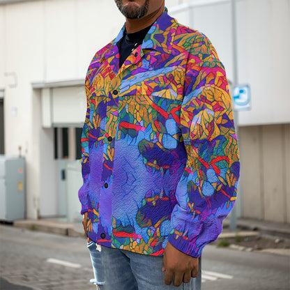 “Cerulean Spectrum” Men's Casual Lapel Jacket