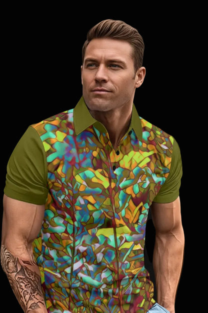 “Fractured Foliage” Men's Polo Shirt