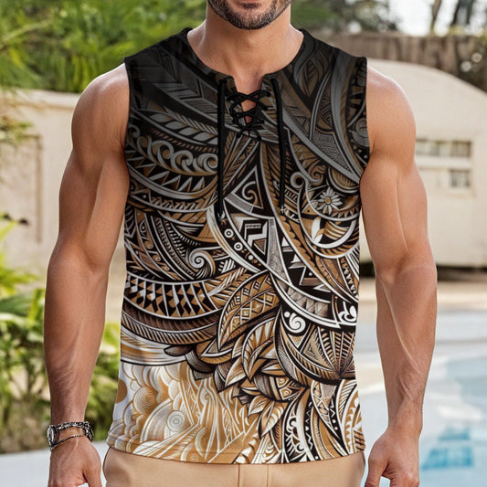 “Earthen Echoes” Men's Tank Top With Drawstring