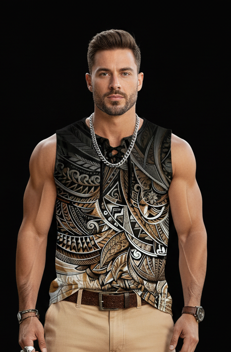 “Earthen Echoes” Men's Tank Top With Drawstring