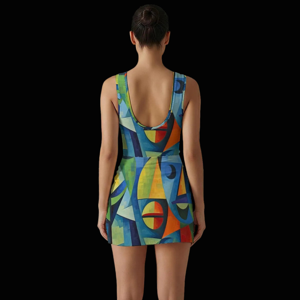 “Geometrica”  Women's Sleeveless Bodysuit Dress