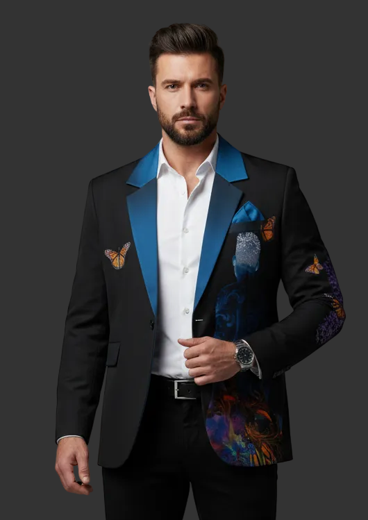 “Monarch” Men's Casual Flat Lapel Collar Blazer | 245GSM Cotton