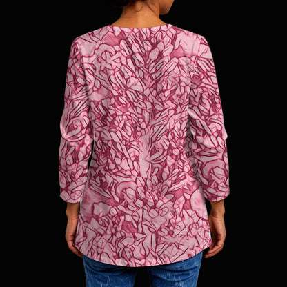 “Burgundy & Pink” Women's Faux Sweater Cardigan