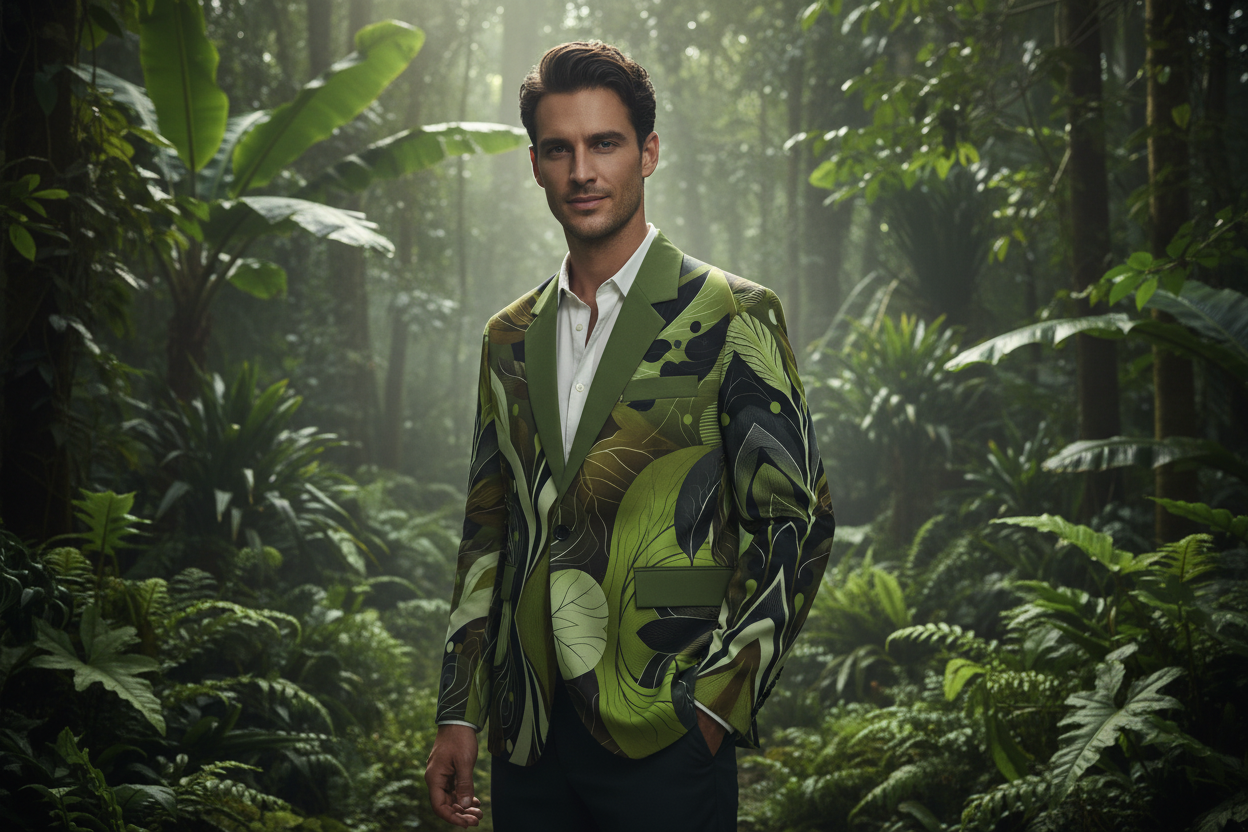 “Tangled Camo” Men's Casual Flat Lapel Collar Blazer | 245GSM Cotton