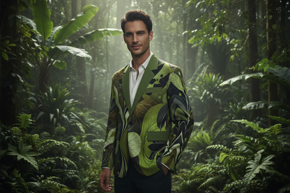 “Tangled Camo” Men's Casual Flat Lapel Collar Blazer | 245GSM Cotton
