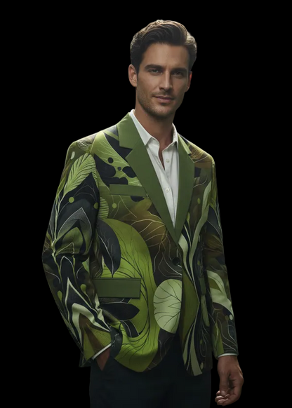 “Tangled Camo” Men's Casual Flat Lapel Collar Blazer | 245GSM Cotton