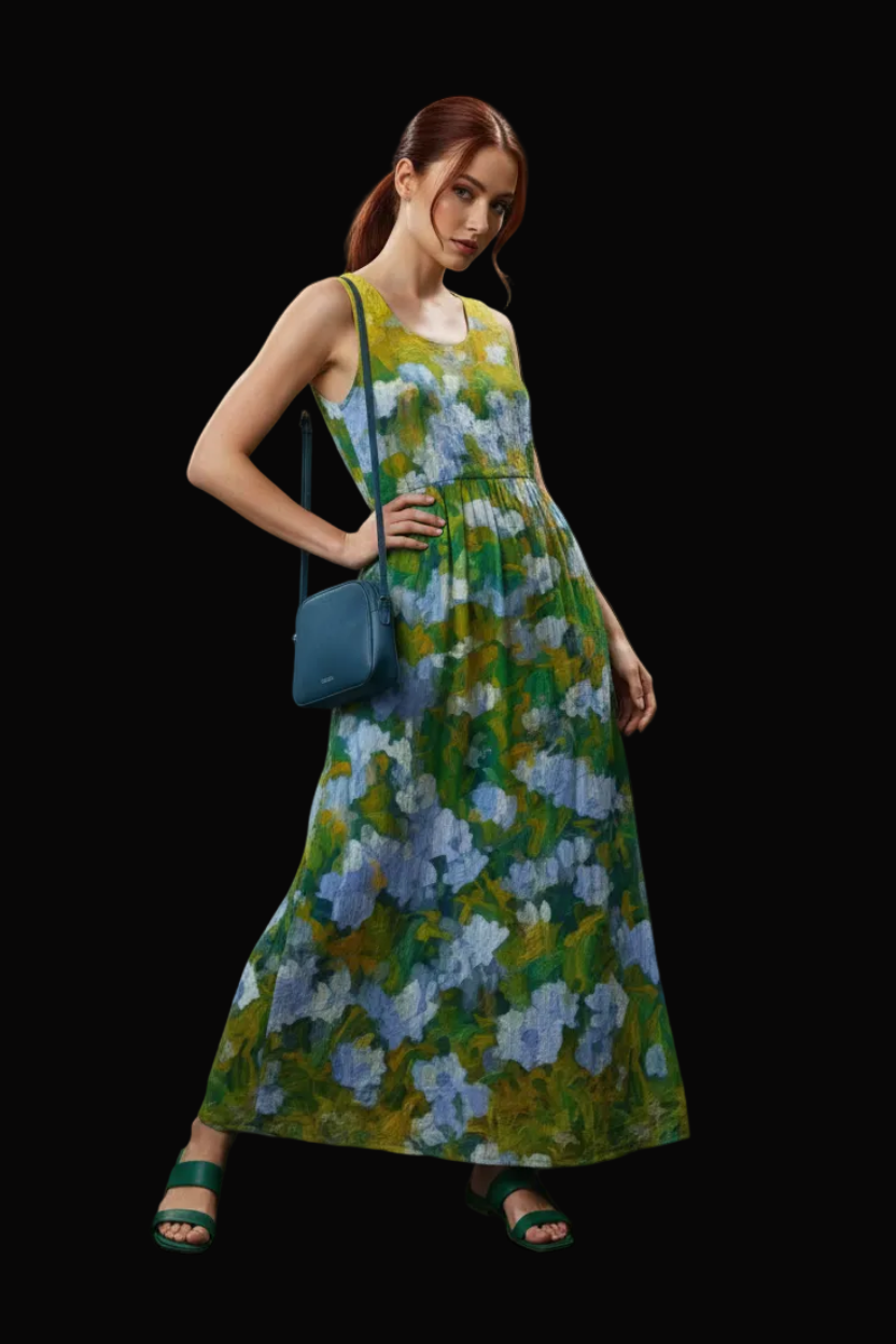 “Dreamscape Garden” Women’s Sleeveless Maxi Dress