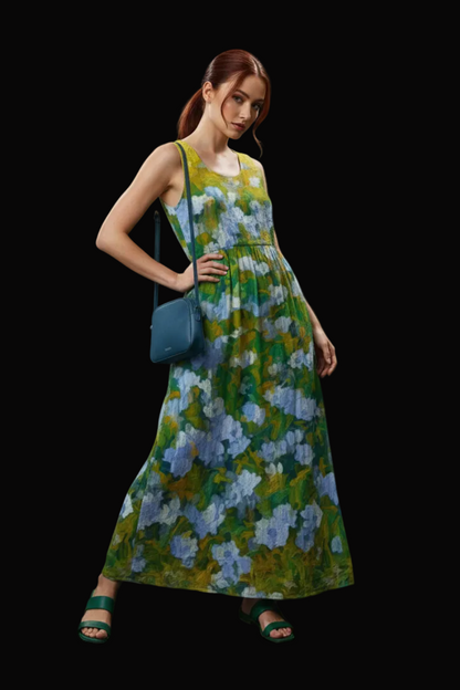 “Dreamscape Garden” Women’s Sleeveless Maxi Dress