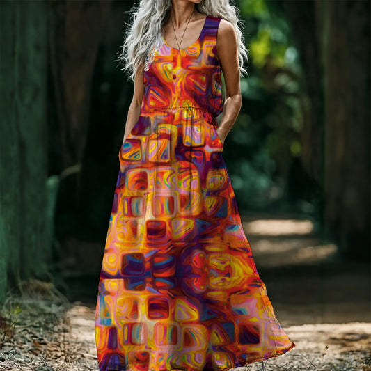 “Crystals” Sleeveless Maxi Dress