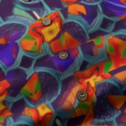 “Botanic Nebula” Men's Casual Lapel Long Sleeve Shirt|125GSM Cotton