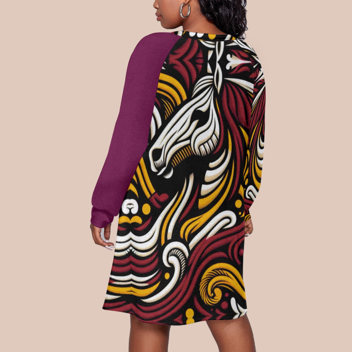 “Bronco”  Women's Dress With Raglan Sleeve(Plus Size)