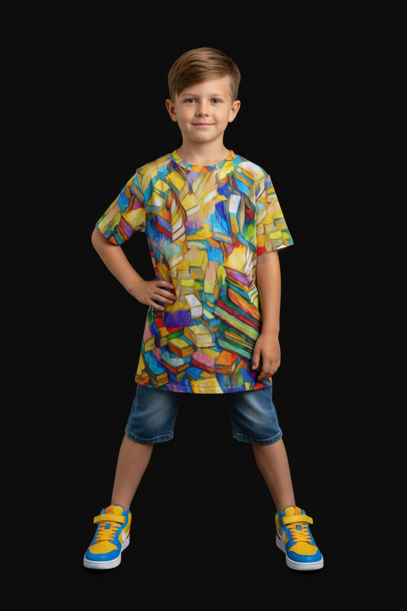 “Colour Block” Children's Round Neck T-Shirt|145GSM Birdseye
