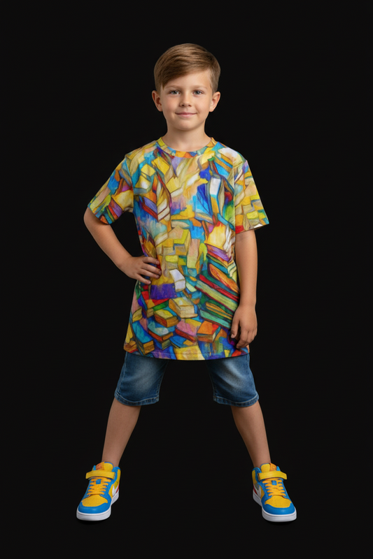 “Colour Block” Children's Round Neck T-Shirt|145GSM Birdseye