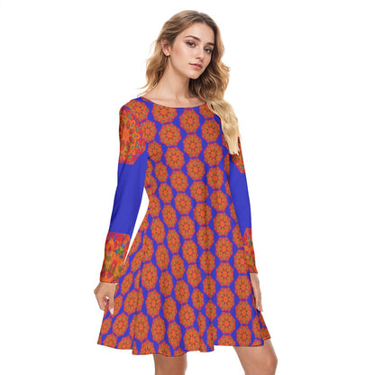 “Warm Hexa” “Warm Hexa” Women's Round Neck Dress|190GSM Cotton