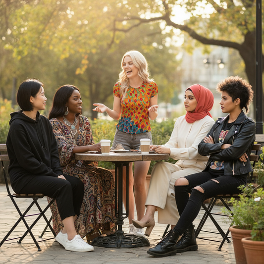 “Fractured Sunset” Short Sleeve Mesh Blouse