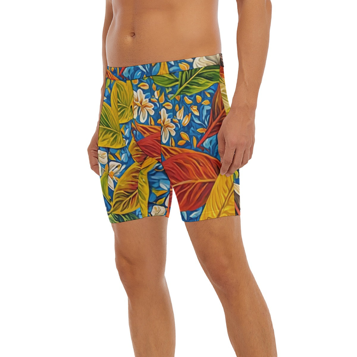 “Botanical Rhapsody” Men's Long Boxer Briefs