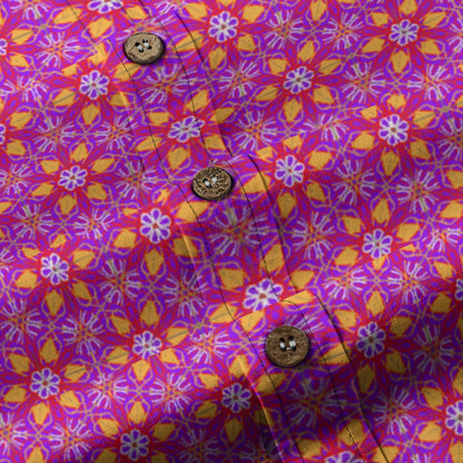 “Fuchsia Fiesta” Men's Breathable Cotton Shirt|125GSM