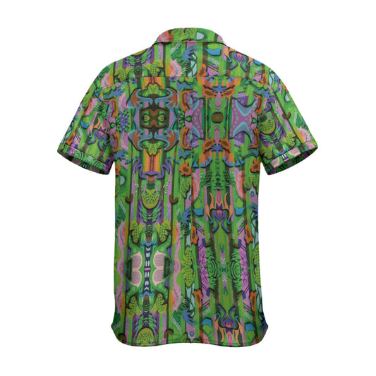 “Labyrinth”  Green: Men's Business Collared Shirt|115GSM Cotton poplin
