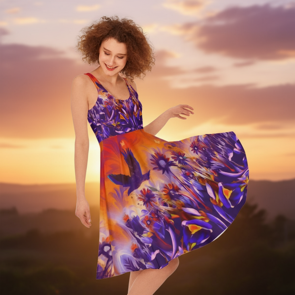 “Sunset Flight” All-Over Print Women's Sleeveless Dress