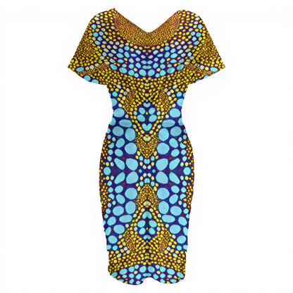 “Sunstone” Women's V-neck pleated dress