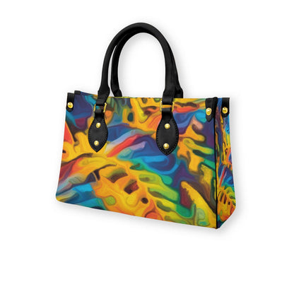 “Rainbow Fernery” Women's Tote Bag With Black Handle