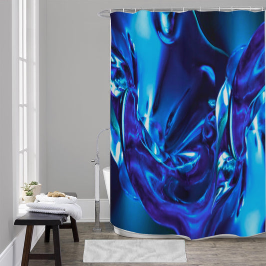 “Glass Wave” Blue: Shower Curtains