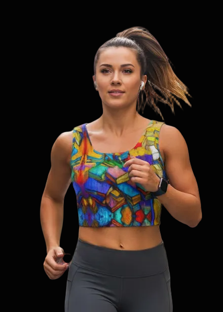 “Colour Block” Women's Back Cross Sports Bra