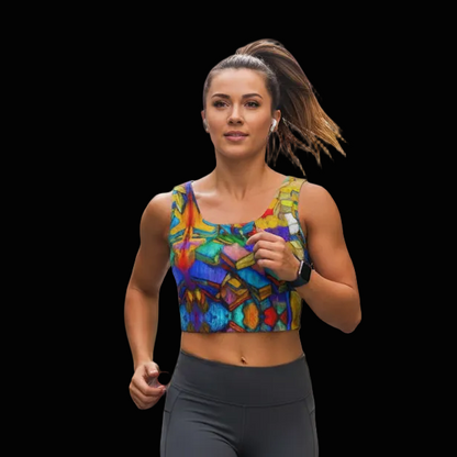 “Colour Block” Women's Back Cross Sports Bra
