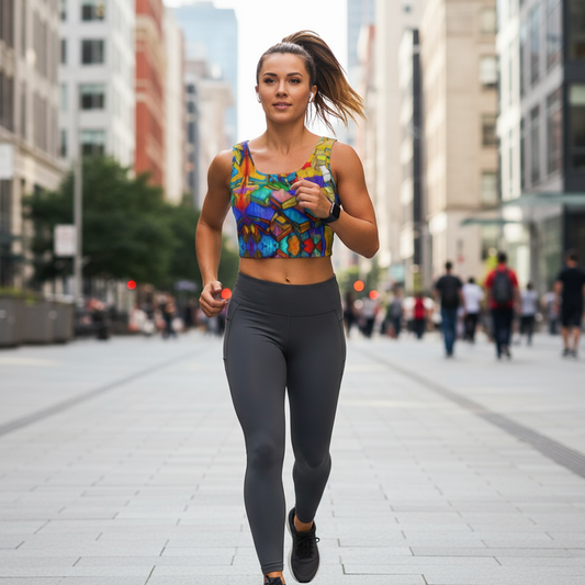 “Colour Block” Women's Back Cross Sports Bra