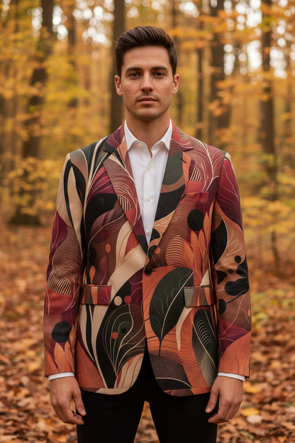 “Tangled Autumn” Men's Casual Flat Lapel Collar Blazer | 245GSM Cotton