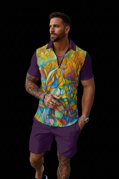 “Sunshine Stained Glass” Men's Polo Sportswear Set