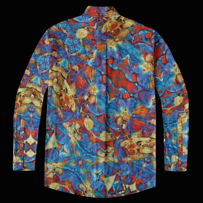 “Marbled Tides II” Men's Casual Lapel Long Sleeve Shirt|125GSM Cotton